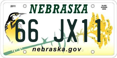 NE license plate 66JX11