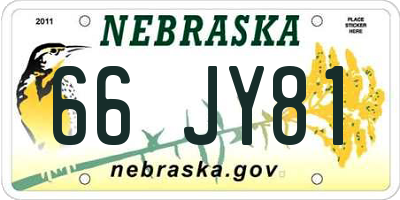 NE license plate 66JY81