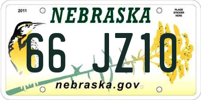 NE license plate 66JZ10