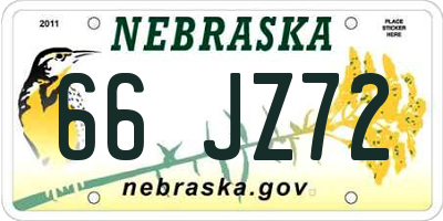 NE license plate 66JZ72