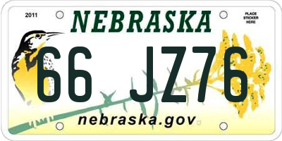 NE license plate 66JZ76