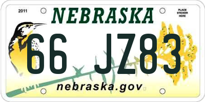 NE license plate 66JZ83
