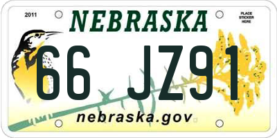 NE license plate 66JZ91
