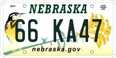 NE license plate 66KA47
