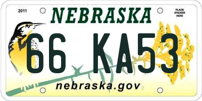 NE license plate 66KA53
