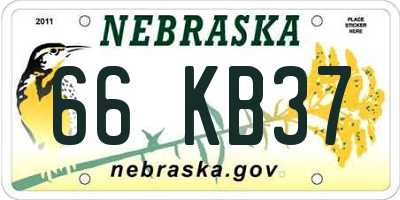 NE license plate 66KB37