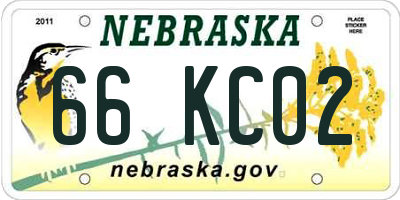 NE license plate 66KC02