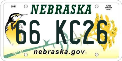 NE license plate 66KC26
