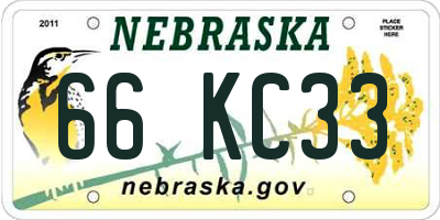 NE license plate 66KC33