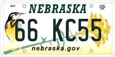 NE license plate 66KC55