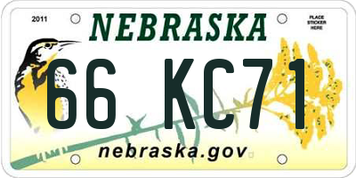 NE license plate 66KC71