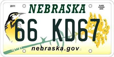 NE license plate 66KD67