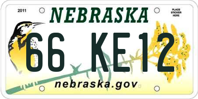 NE license plate 66KE12