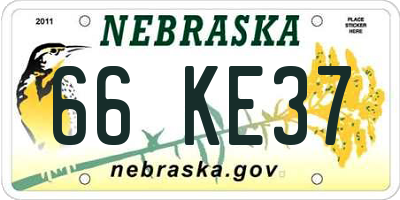 NE license plate 66KE37