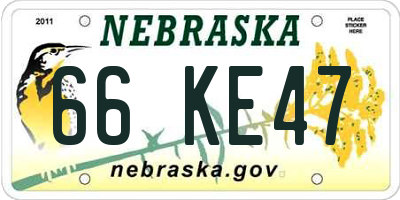 NE license plate 66KE47