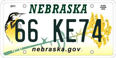 NE license plate 66KE74