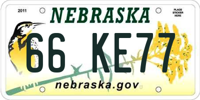 NE license plate 66KE77