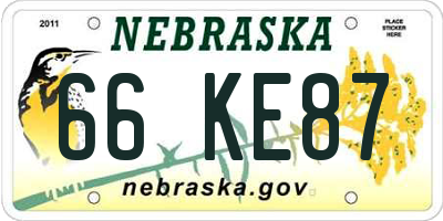 NE license plate 66KE87