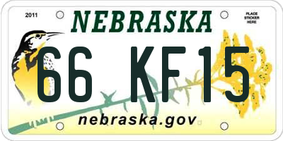 NE license plate 66KF15