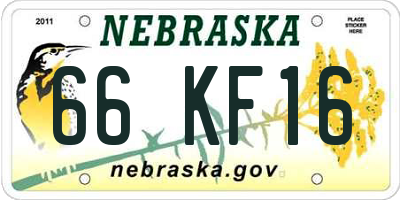 NE license plate 66KF16