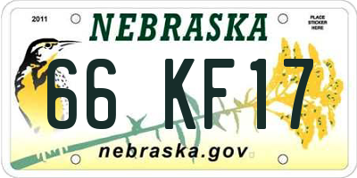 NE license plate 66KF17