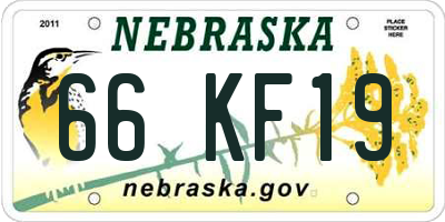 NE license plate 66KF19