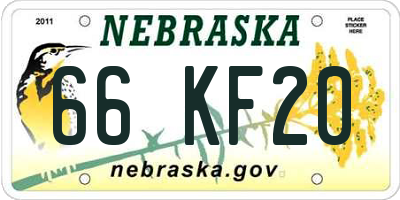 NE license plate 66KF20