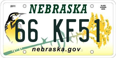 NE license plate 66KF51