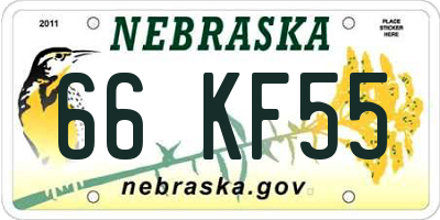 NE license plate 66KF55
