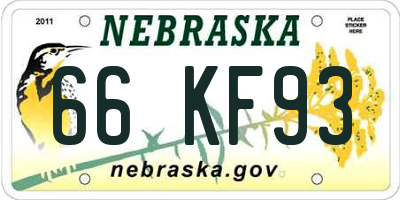 NE license plate 66KF93