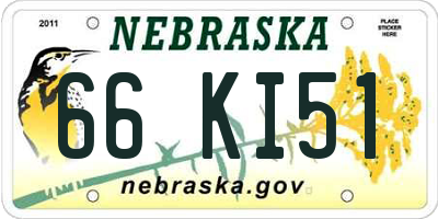 NE license plate 66KI51