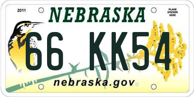 NE license plate 66KK54