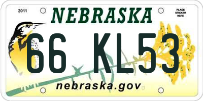 NE license plate 66KL53