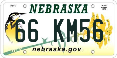 NE license plate 66KM56