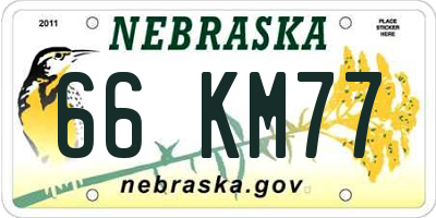 NE license plate 66KM77