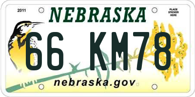 NE license plate 66KM78