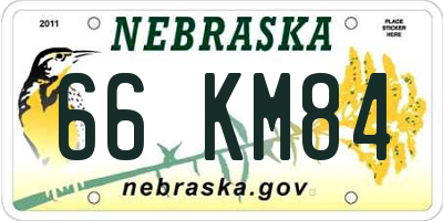 NE license plate 66KM84