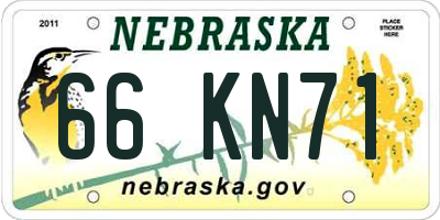 NE license plate 66KN71