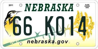 NE license plate 66KO14