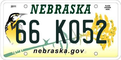 NE license plate 66KO52