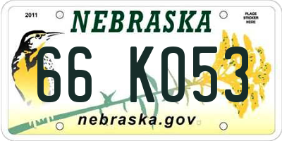 NE license plate 66KO53
