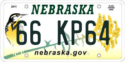 NE license plate 66KP64