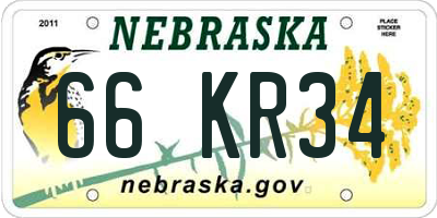 NE license plate 66KR34