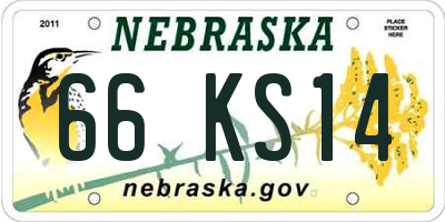 NE license plate 66KS14