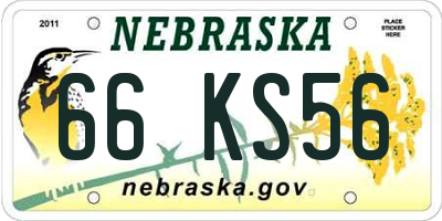 NE license plate 66KS56