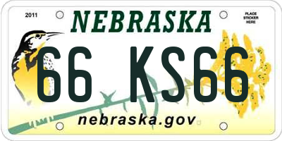 NE license plate 66KS66