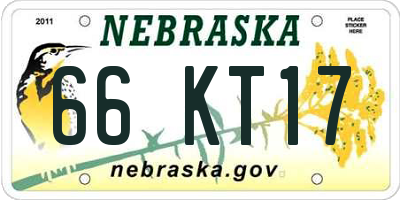 NE license plate 66KT17
