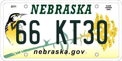 NE license plate 66KT30