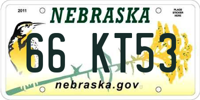 NE license plate 66KT53