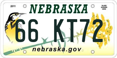 NE license plate 66KT72